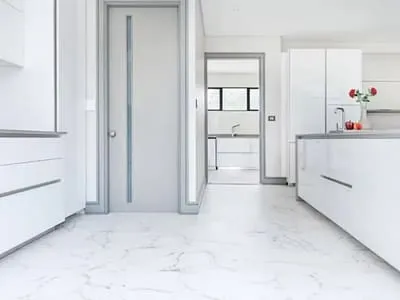 Polished marble floor with high-gloss finish